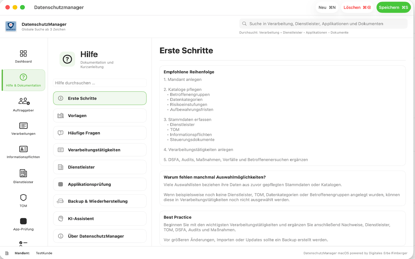 Help DatenschutzManager Help DatenschutzManager